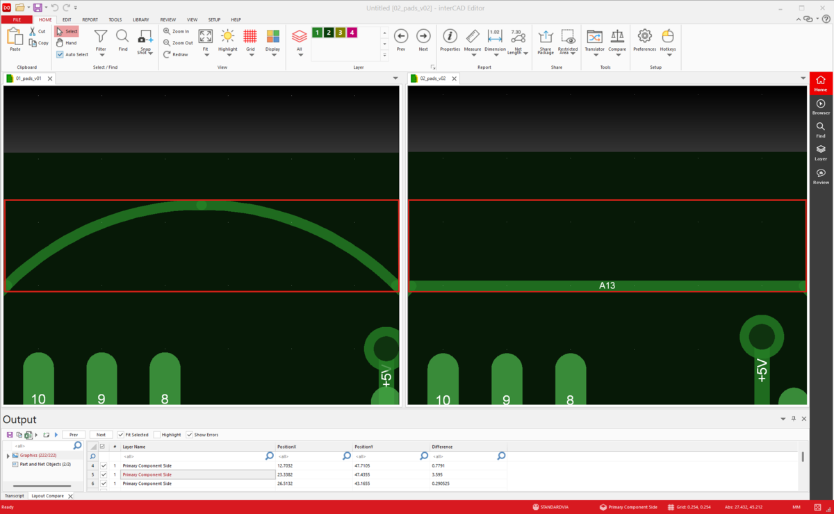 interCAD pcb compare
